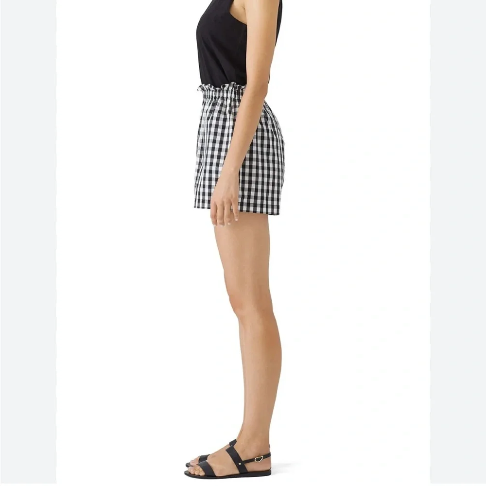 Joie High Waist Gingham Shorts - Black and White